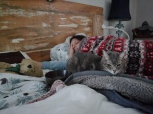 Read more about the article My Cat And Sofia Snuggle On A Saturday ~ Katrina Curtiss 2/13/2021